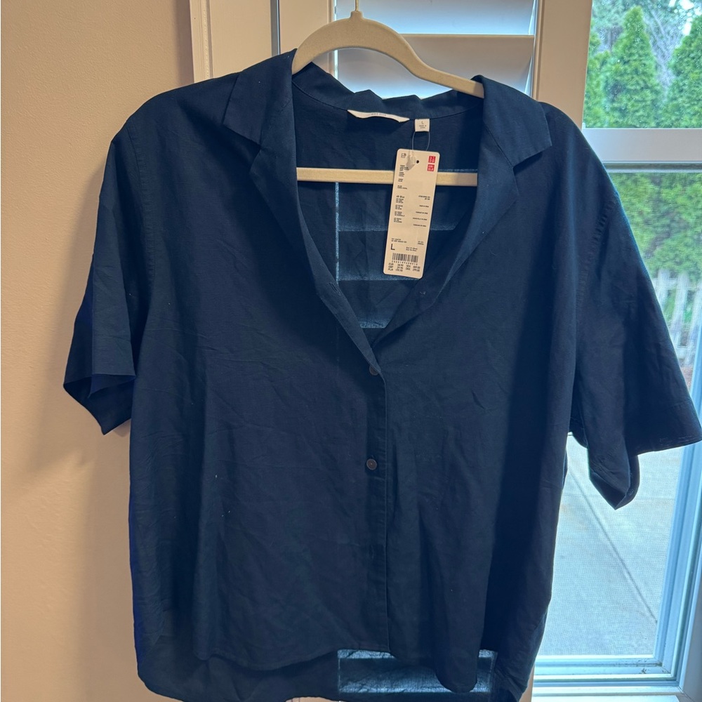 Women’s dark blueish/teal linen shirt